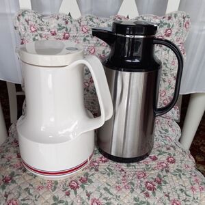 🍵 Pair of Thermal Coffee Tea Cocoa Carafes Glass-lined, one is Thermos brand!